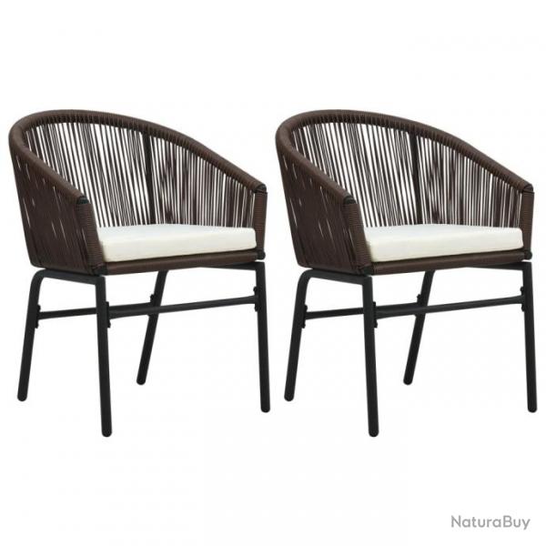 Chaises de jardin lot de 2 Marron Rotin PE