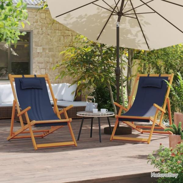 Chaises de plage pliables lot de 2 bleu tissu alsavelo