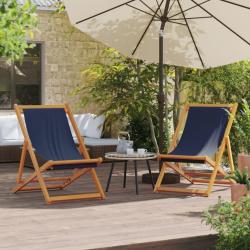 Chaises de plage pliables lot de 2 bleu tissu alsavelo