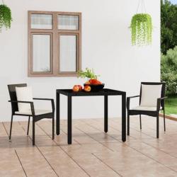 Chaises de jardin lot de 2 avec coussins Résine tressée Noir