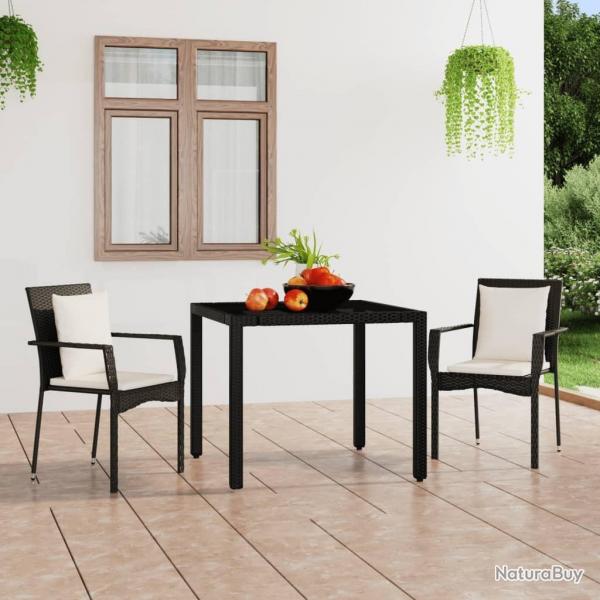 Chaises de jardin lot de 2 avec coussins Rsine tresse Noir alsavelo