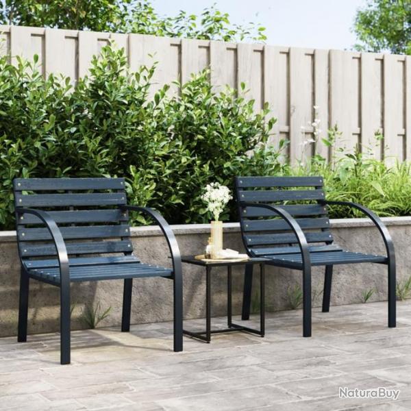 Chaises de jardin lot de 2 Gris Bois