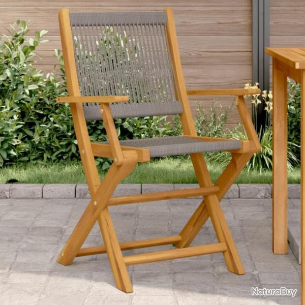 Chaises de jardin lot de 2 gris bois d'acacia et polypropylne