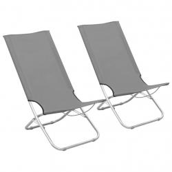 Chaises de plage pliables lot de 2 Gris Tissu alsavelo