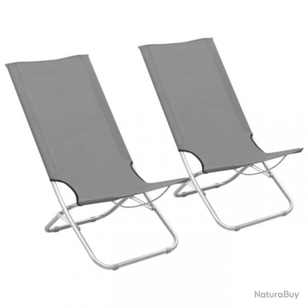 Chaises de plage pliables lot de 2 Gris Tissu