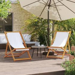 Chaises de plage pliables lot de 2 blanc crème tissu alsavelo