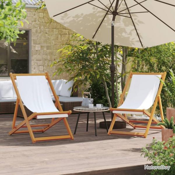Chaises de plage pliables lot de 2 blanc crme tissu alsavelo