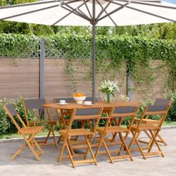 Chaises de jardin pliantes lot de 8 tissu et bois massif