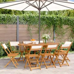Chaises de jardin pliantes lot de 8 tissu et bois massif alsavelo