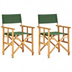 Chaises de metteur en scène lot de 2 bois massif d'acacia vert alsavelo