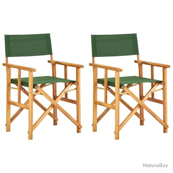 Chaises de metteur en scne lot de 2 bois massif d'acacia vert alsavelo