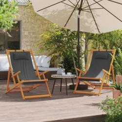 Chaises de plage pliables lot de 2 gris tissu