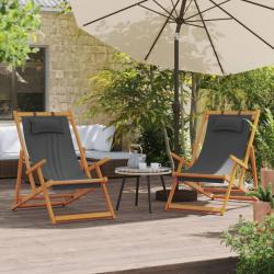 Chaises de plage pliables lot de 2 gris tissu alsavelo
