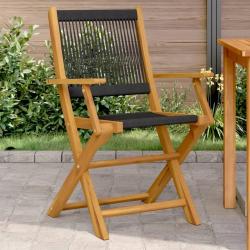 Chaises de jardin lot de 2 noir bois d'acacia et polypropylène alsavelo
