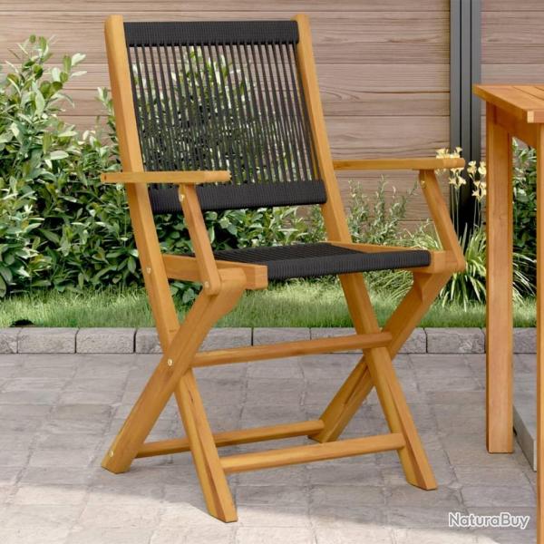 Chaises de jardin lot de 2 noir bois d'acacia et polypropylne alsavelo