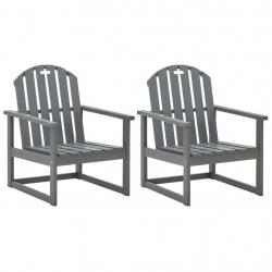 Chaises de jardin lot de 2 Gris Bois d'acacia solide alsavelo