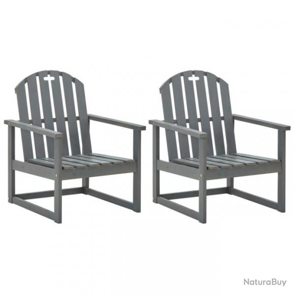 Chaises de jardin lot de 2 Gris Bois d'acacia solide