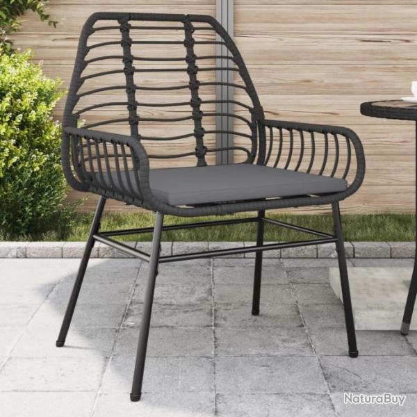 Chaises de jardin lot de 2 avec coussins noir rsine tresse