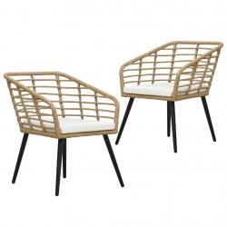 Chaises de jardin lot de 2 avec coussins Résine tressée Chêne alsavelo