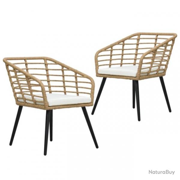 Chaises de jardin lot de 2 avec coussins Rsine tresse Chne