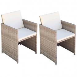 Chaises de jardin lot de 2 avec coussins Résine tressée Beige alsavelo