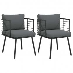 Chaises de jardin lot de 2 avec coussins noir résine tressée alsavelo