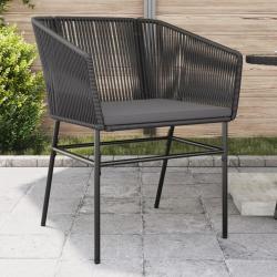 Chaises de jardin lot de 2 avec coussins noir résine tressée alsavelo