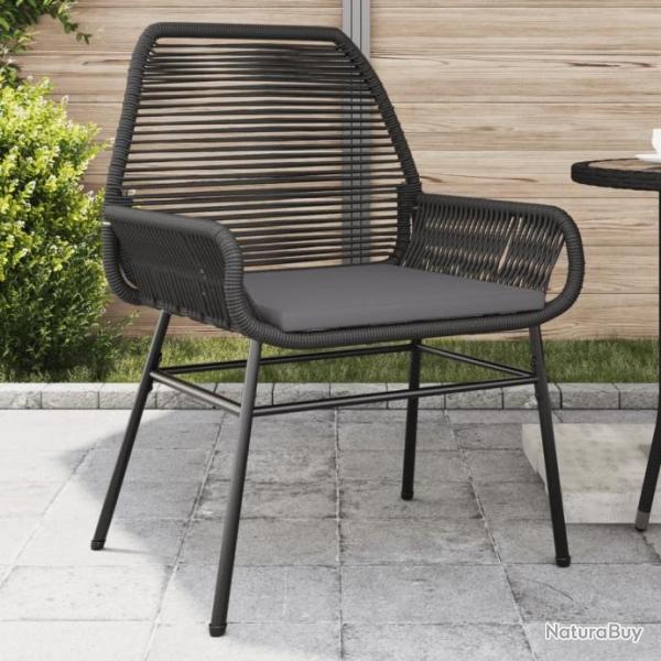 Chaises de jardin lot de 2 avec coussins noir rsine tresse