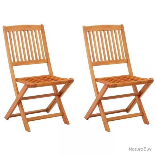 Chaises de jardin pliables lot de 2 Bois d'eucalyptus massif