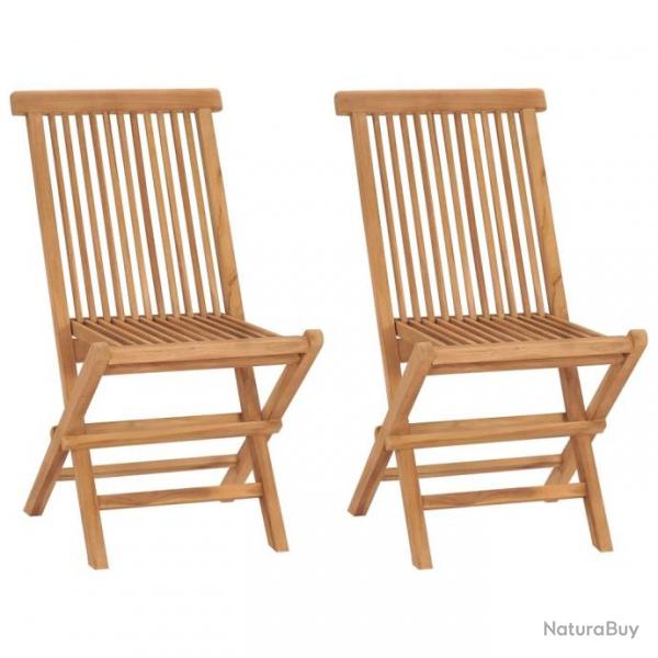 Chaises de jardin pliables lot de 2 Bois de teck massif