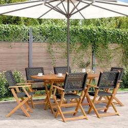 Chaises de jardin pliantes lot de 6 noir poly rotin bois massif alsavelo