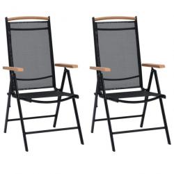 Chaises de jardin pliables lot de 2 aluminium et textilène noir