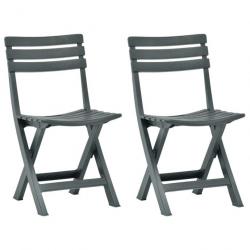 Chaises de jardin pliables 2 pcs Plastique Vert