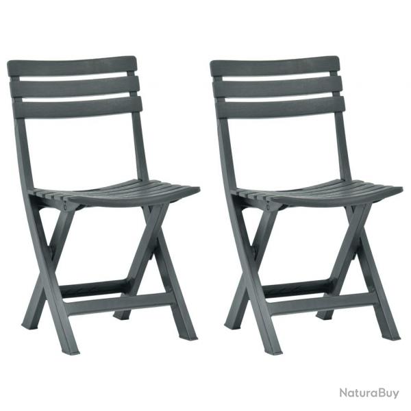 Chaises de jardin pliables 2 pcs Plastique Vert alsavelo