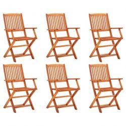 Chaises de jardin pliables lot de 6 Bois d'eucalyptus massif