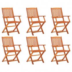 Chaises de jardin pliables lot de 6 Bois d'eucalyptus massif alsavelo