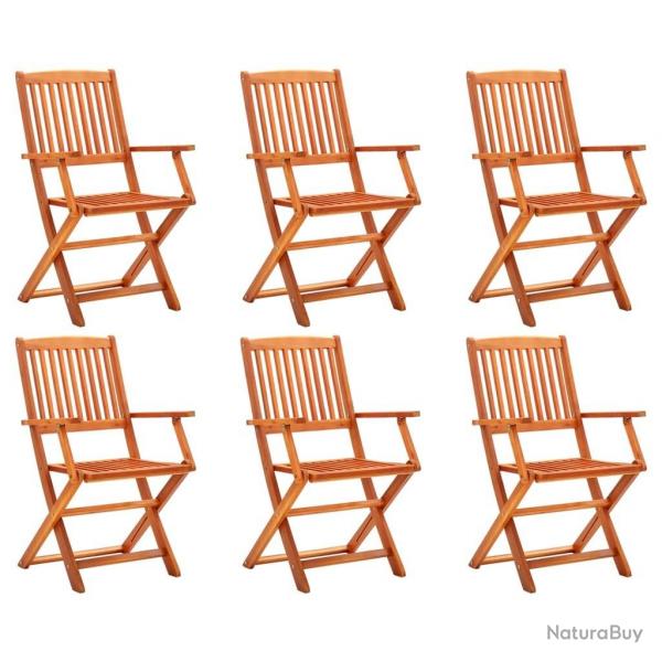 Chaises de jardin pliables lot de 6 Bois d'eucalyptus massif alsavelo
