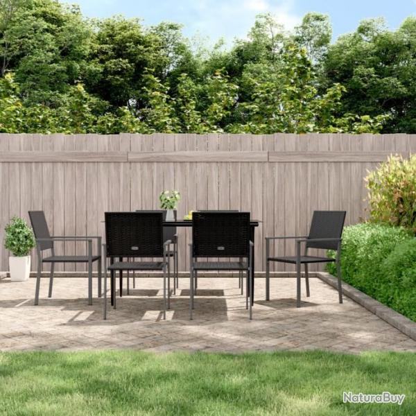 Chaises de jardin lot de 6 noir 54x62,5x89 cm rsine tresse