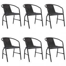 Chaises de jardin lot de 6 Rotin plastique et acier 110 kg alsavelo