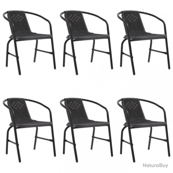 Chaises de jardin lot de 6 Rotin plastique et acier 110 kg