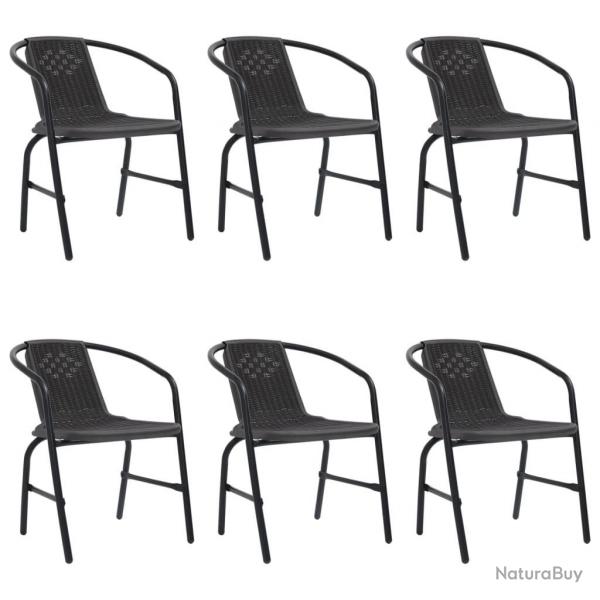 Chaises de jardin lot de 6 Rotin plastique et acier 110 kg alsavelo