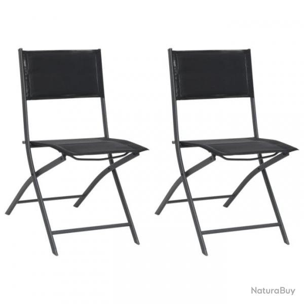 Chaises de jardin pliables lot de 2 Acier et textilne