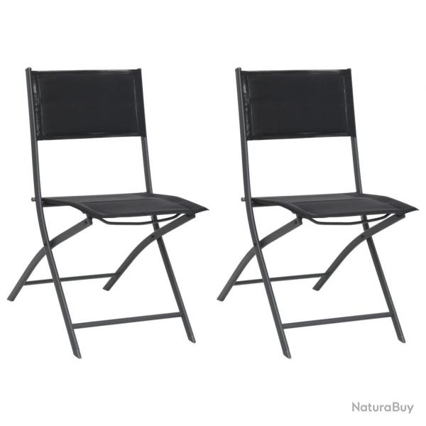 Chaises de jardin pliables lot de 2 Acier et textilne alsavelo