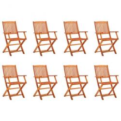 Chaises de jardin pliables lot de 8 Bois d'eucalyptus massif