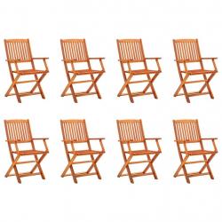 Chaises de jardin pliables lot de 8 Bois d'eucalyptus massif alsavelo