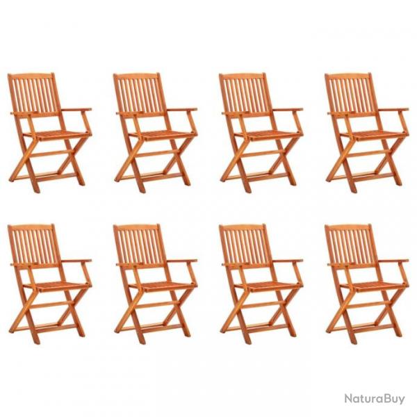 Chaises de jardin pliables lot de 8 Bois d'eucalyptus massif