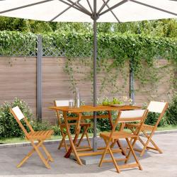 Chaises de jardin pliantes lot de 4 tissu et bois massif alsavelo