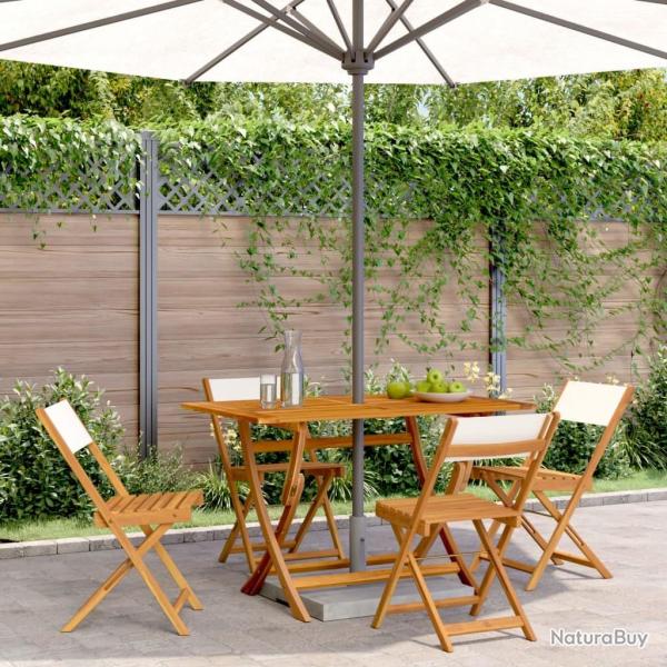 Chaises de jardin pliantes lot de 4 tissu et bois massif alsavelo