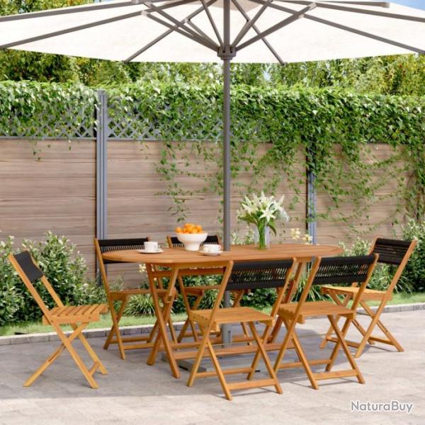 Chaises de jardin pliantes lot de 6 noir bois d'acacia massif