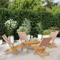 Chaises de jardin pliantes lot de 4 taupe tissu et bois massif alsavelo